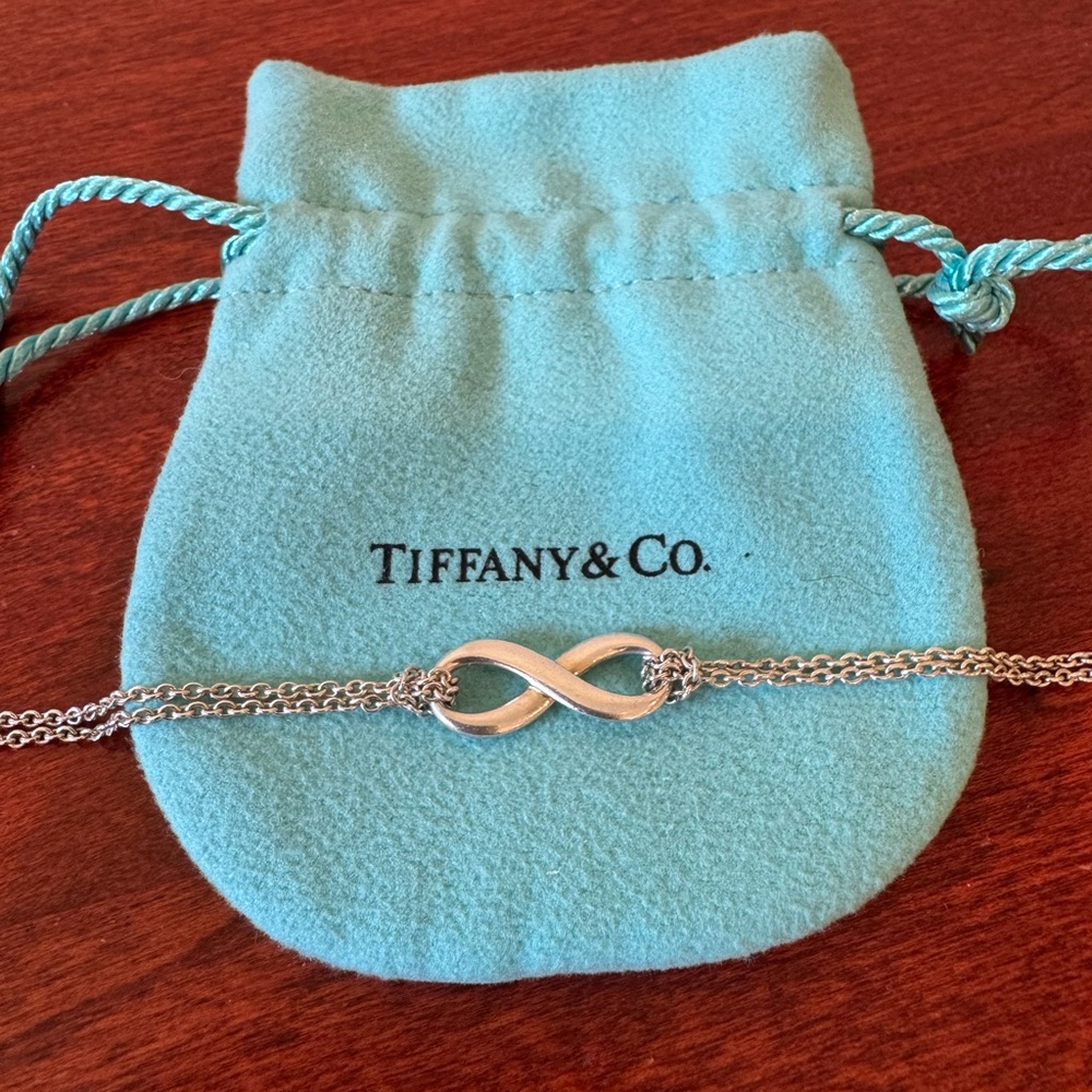 Authentic Tiffany & Co. Sterling Silver Double Strand Infinity Bracelet